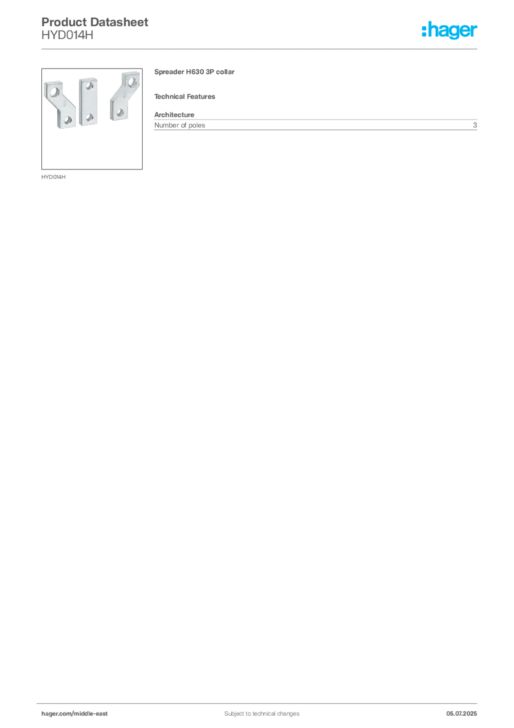 Image Hager Product data sheet HYD014H  | Hager