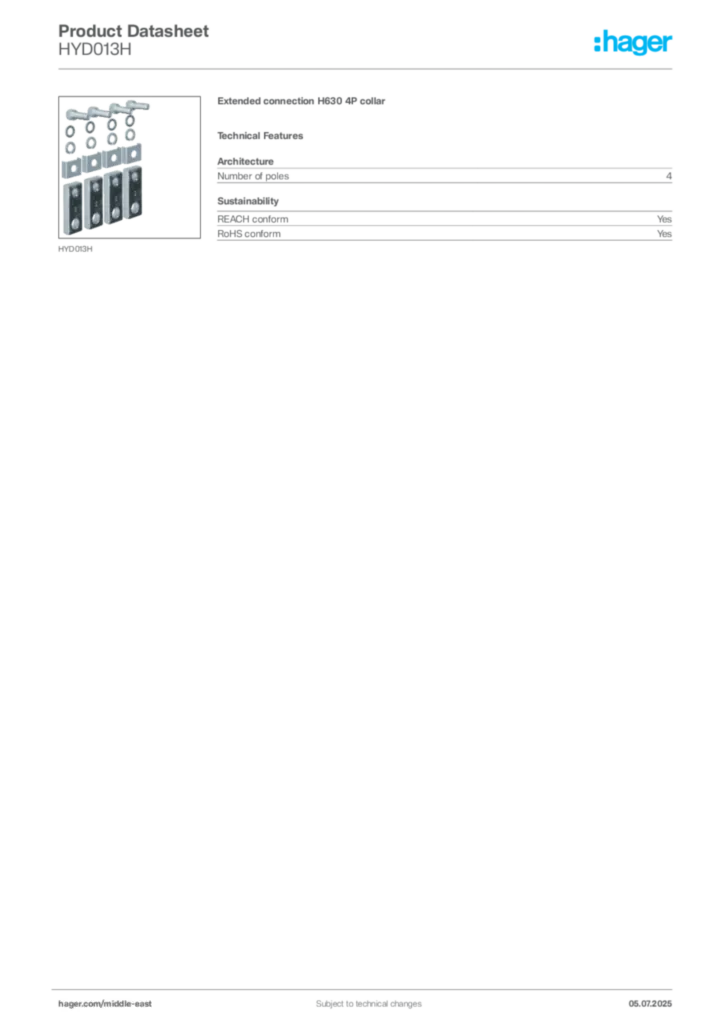 Image Hager Product data sheet HYD013H  | Hager
