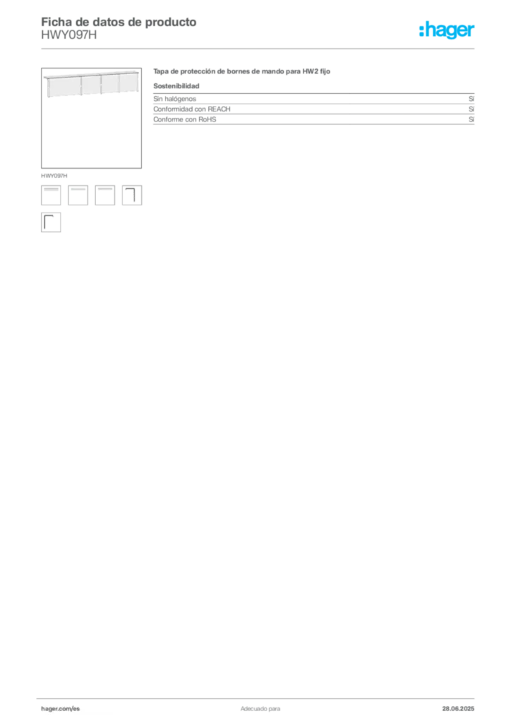 Imagen Hager Ficha de datos de producto HWY097H | Hager España