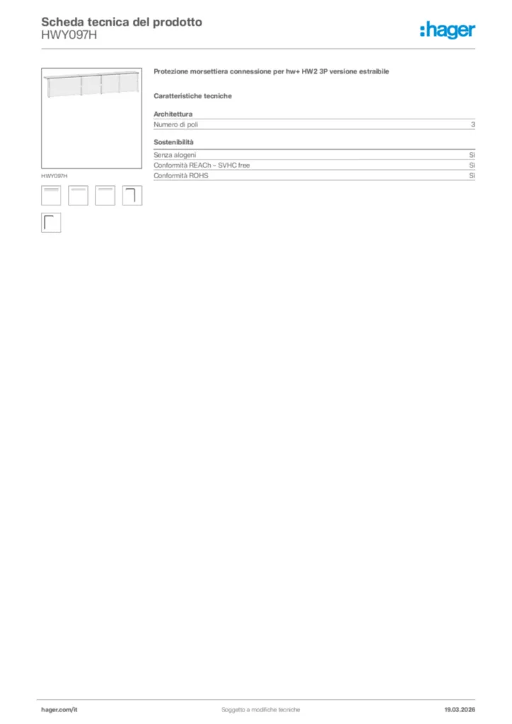 Immagine Hager Scheda tecnica del prodotto HWY097H | Hager Italia