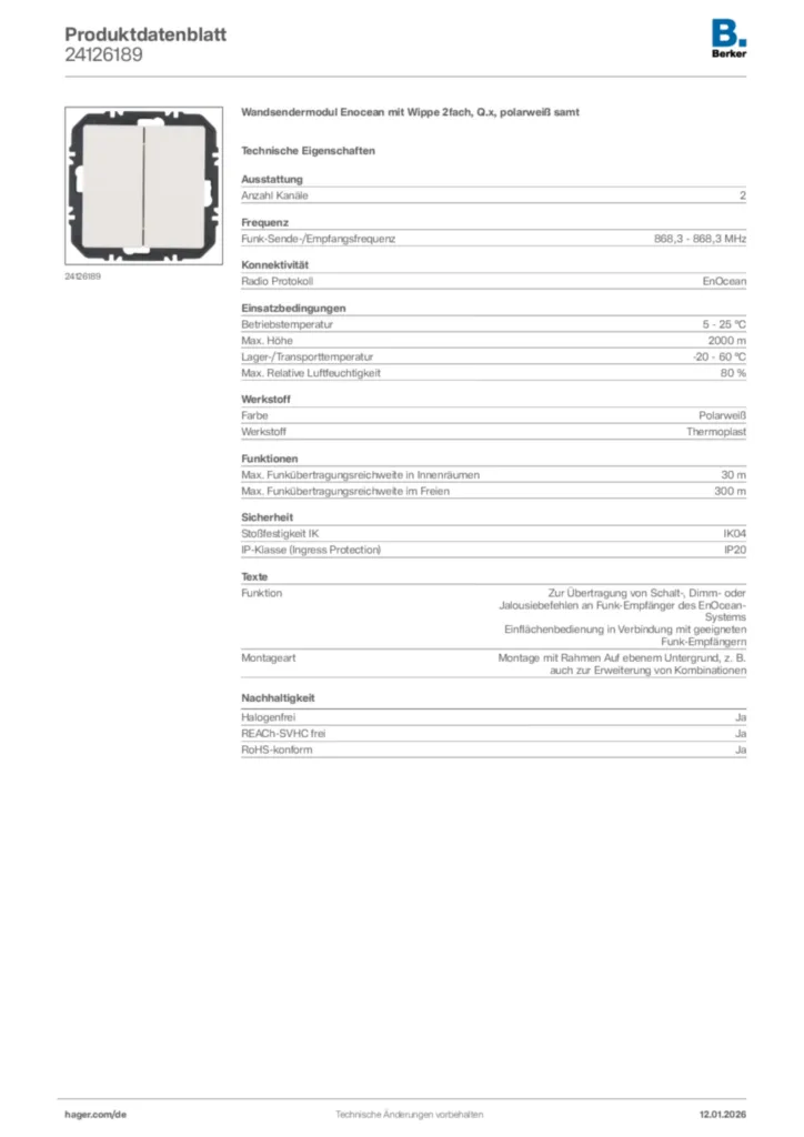 Bild Berker Produktdatenblatt 24126189 | Hager Deutschland