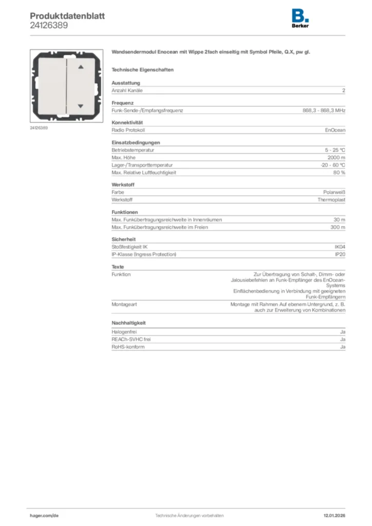 Bild Berker Produktdatenblatt 24126389 | Hager Deutschland