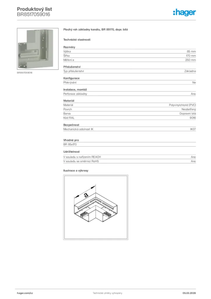 Obrázek Hager Product data sheet BR8517059016 | Hager