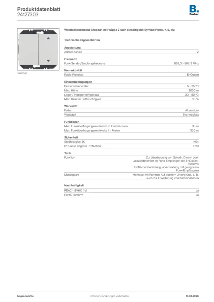 Bild Berker Produktdatenblatt 24127303 | Hager Deutschland
