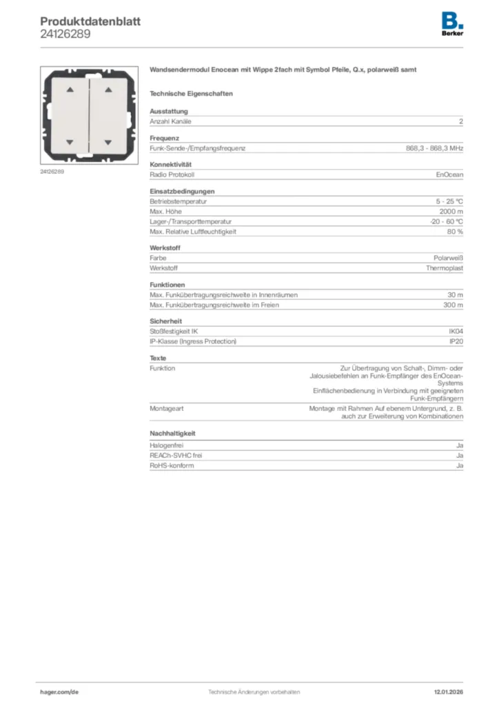 Bild Berker Produktdatenblatt 24126289 | Hager Deutschland