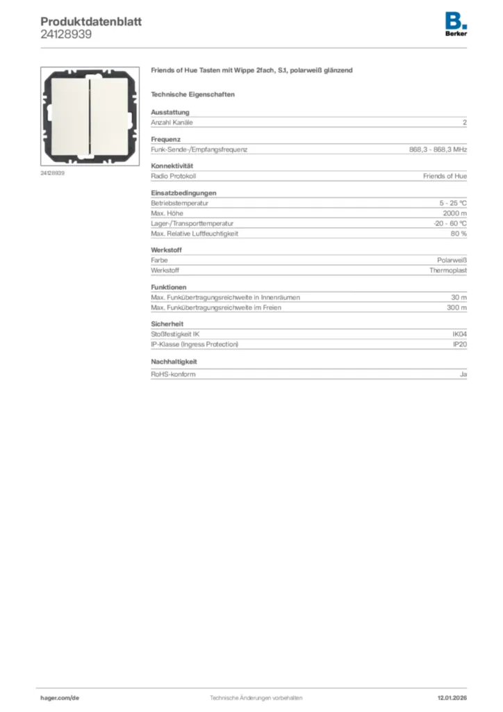 Bild Berker Produktdatenblatt 24128939 | Hager Deutschland