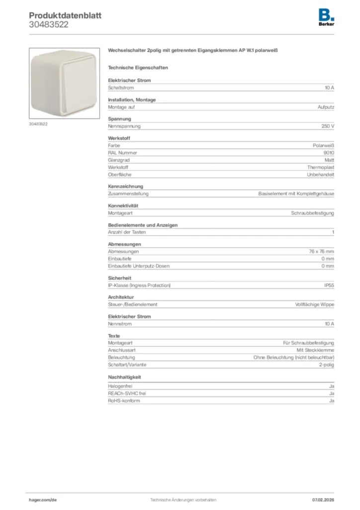 Bild Berker Produktdatenblatt 30483522 | Hager Deutschland