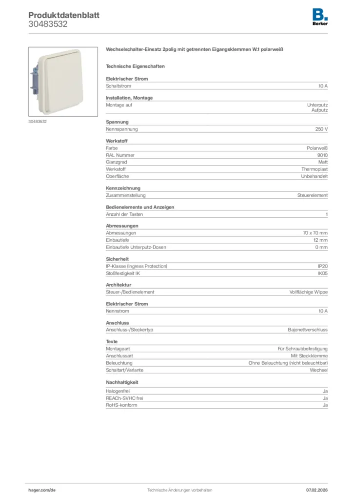 Bild Berker Produktdatenblatt 30483532 | Hager Deutschland