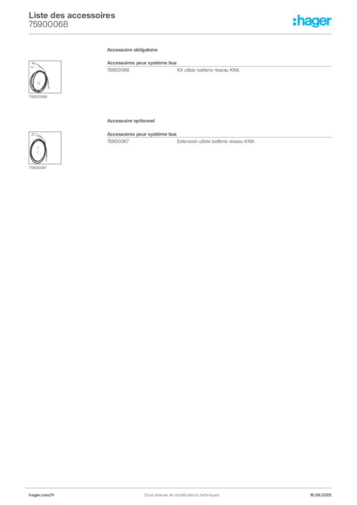 Image Hager Fiche technique du produit 75900068 | Hager France
