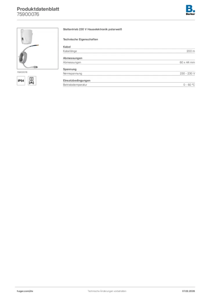 Bild Berker Produktdatenblatt 75900076 | Hager Deutschland