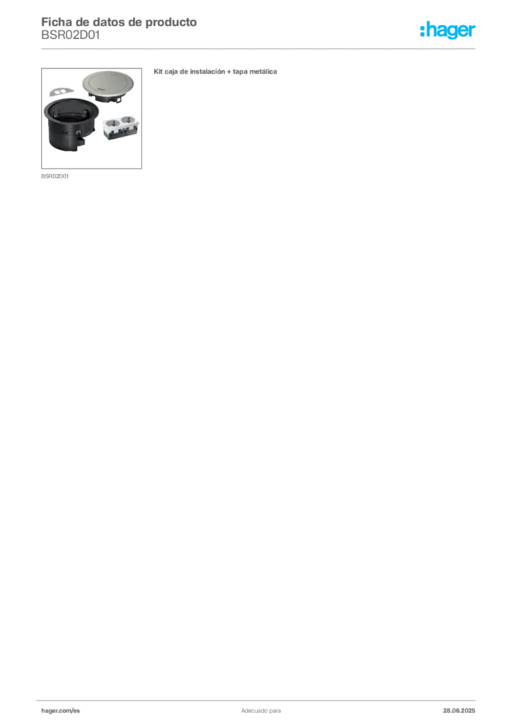 Imagen Hager Ficha de datos de producto BSR02D01 | Hager España