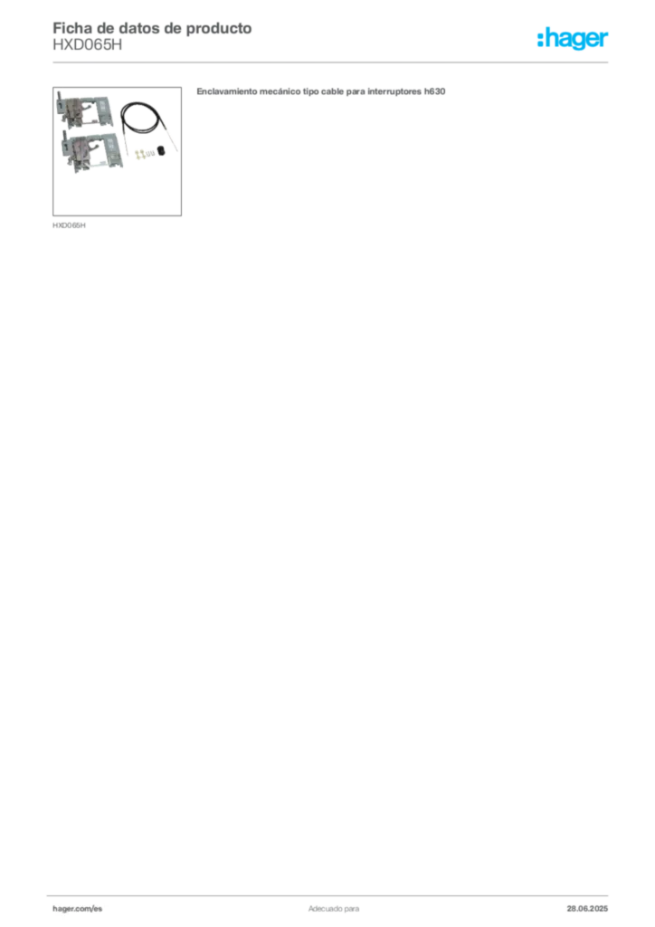 Imagen Hager Ficha de datos de producto HXD065H | Hager España