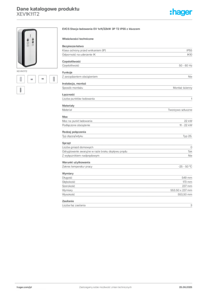 Zdjęcie Hager Dane katalogowe produktu XEV1K11T2 | Hager Polska