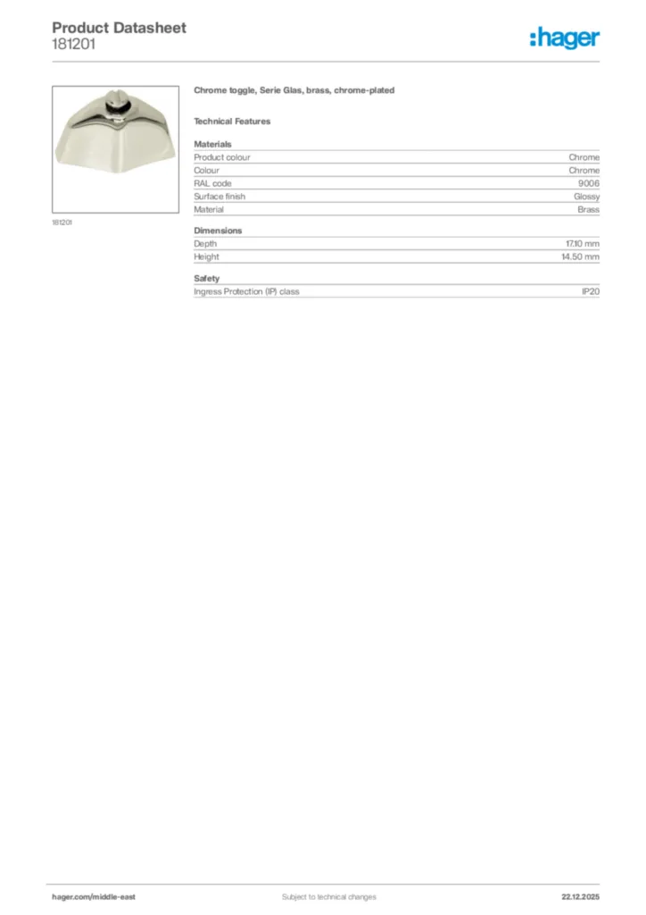 Image Hager Product data sheet 181201  | Hager