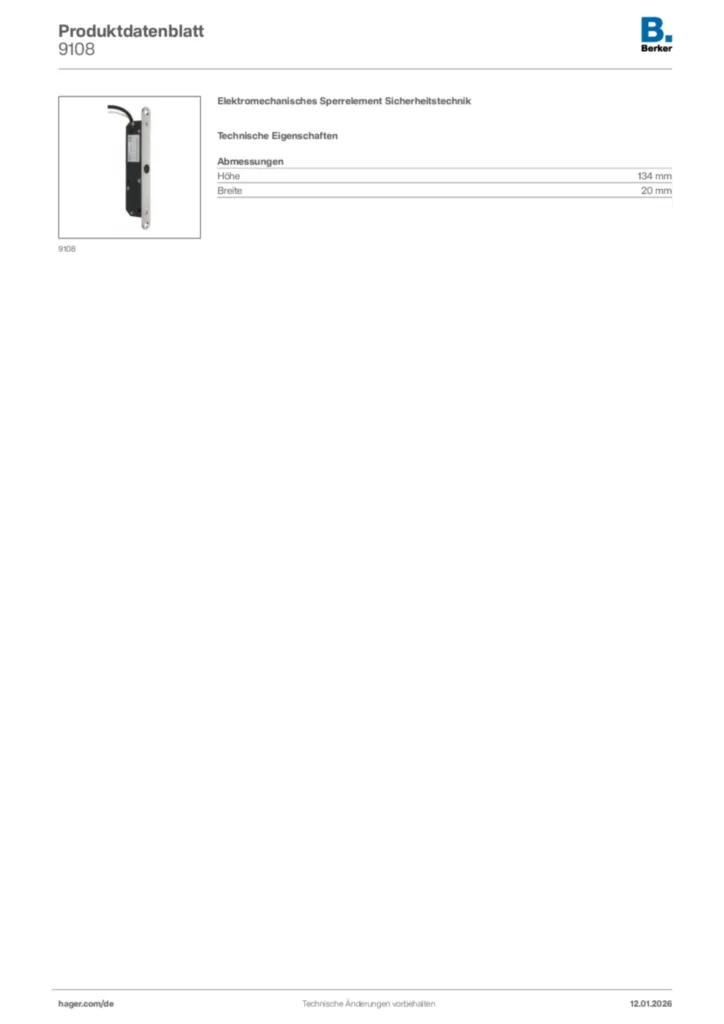 Bild Berker Produktdatenblatt 9108 | Hager Deutschland
