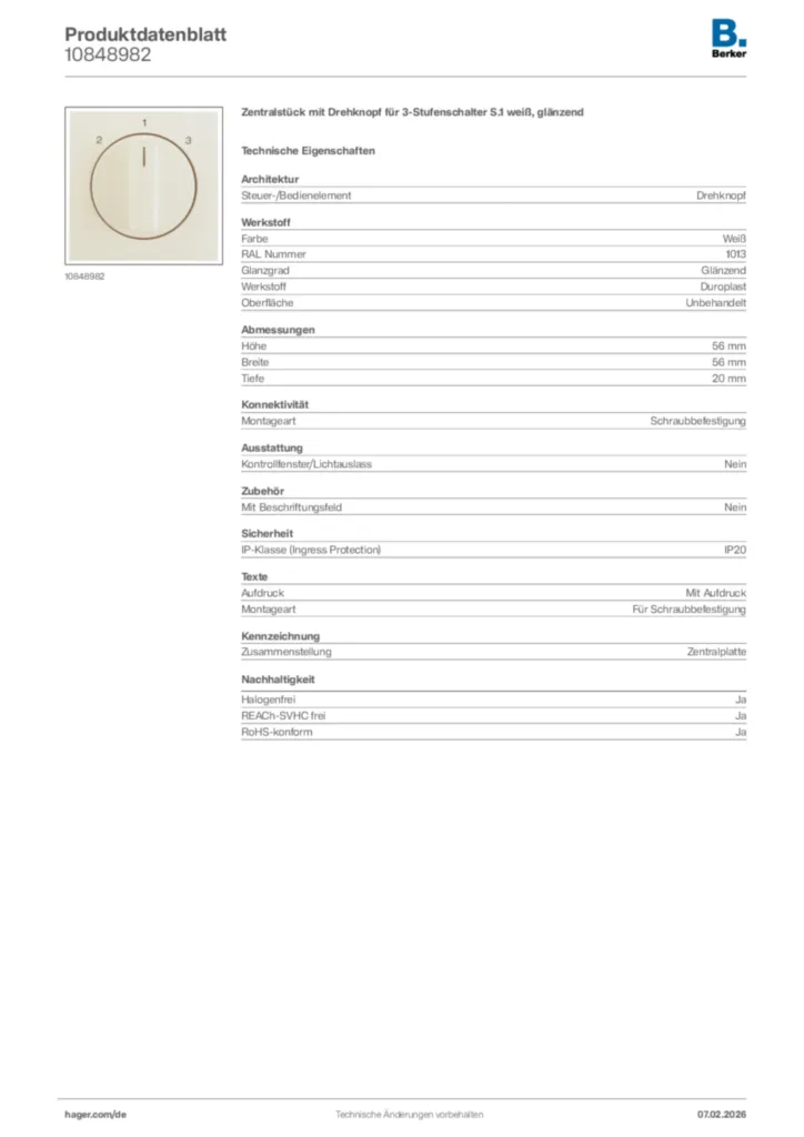 Bild Berker Produktdatenblatt 10848982 | Hager Deutschland