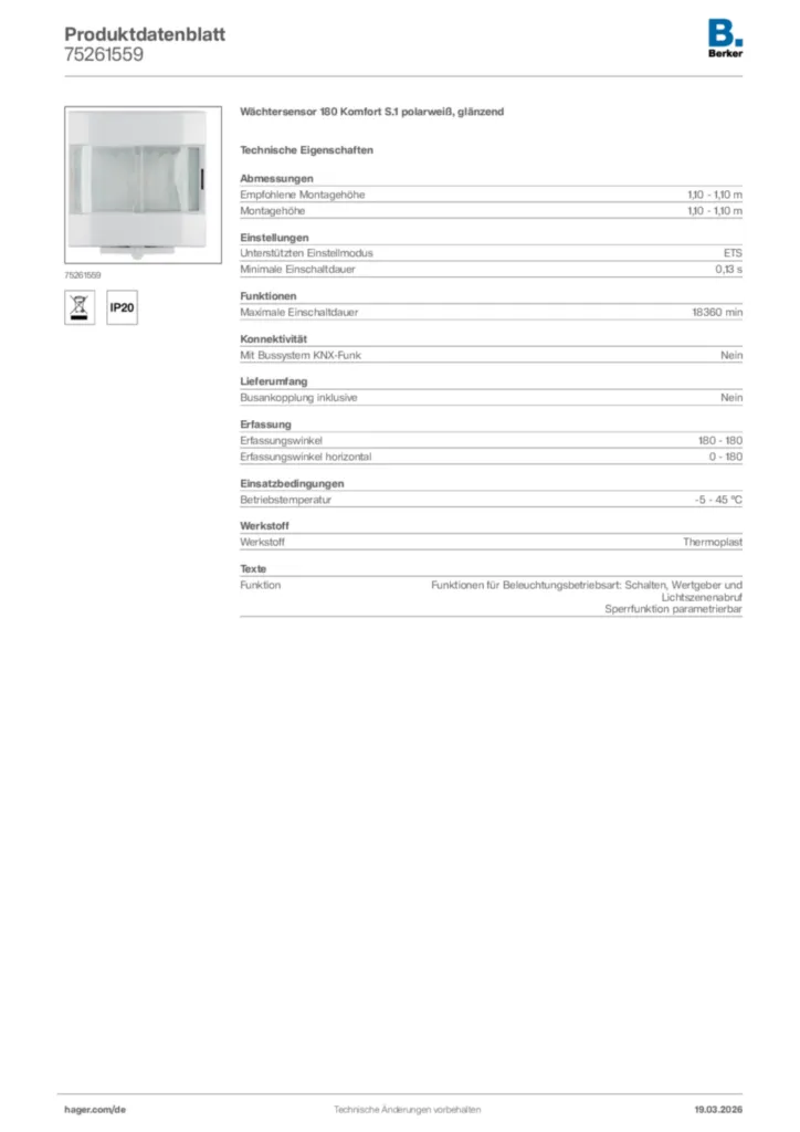 Bild Berker Produktdatenblatt 75261559 | Hager Deutschland