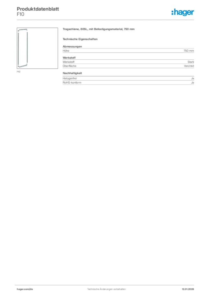 Bild Hager Produktdatenblatt F10 | Hager Deutschland