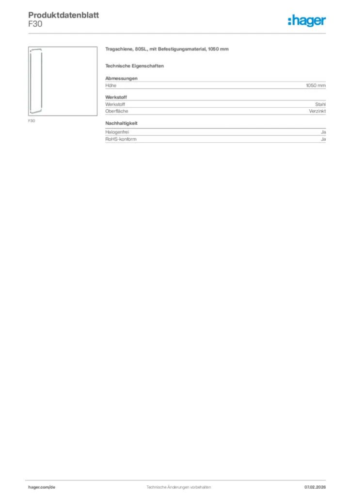 Bild Hager Produktdatenblatt F30 | Hager Deutschland