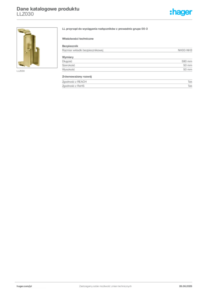 Zdjęcie Hager Dane katalogowe produktu LLZ030 | Hager Polska