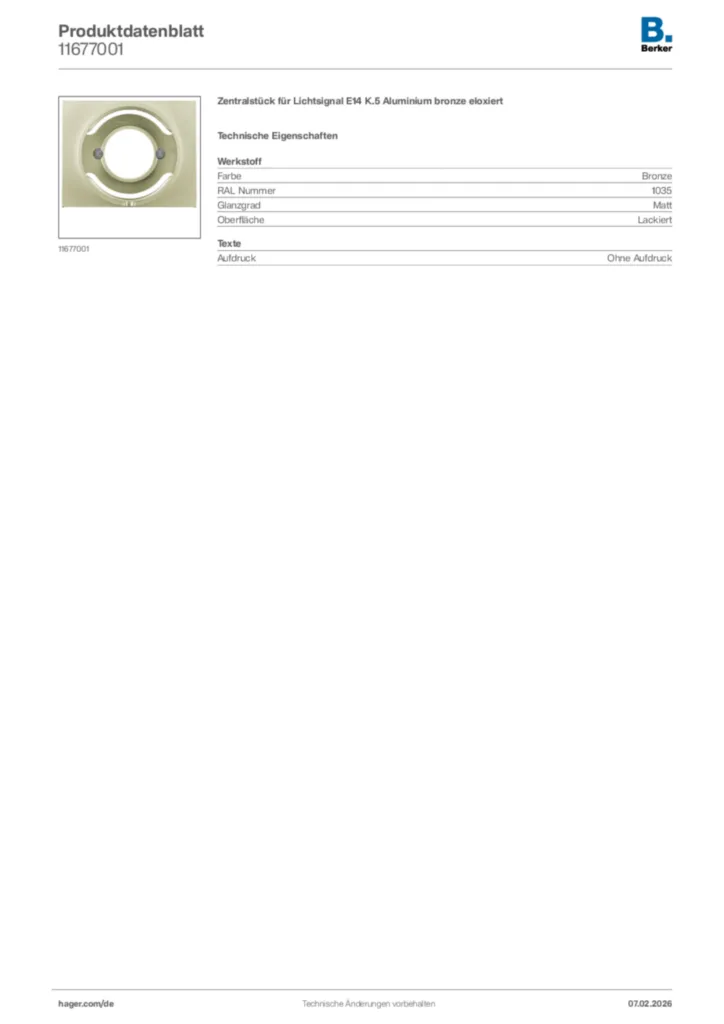 Bild Berker Produktdatenblatt 11677001 | Hager Deutschland