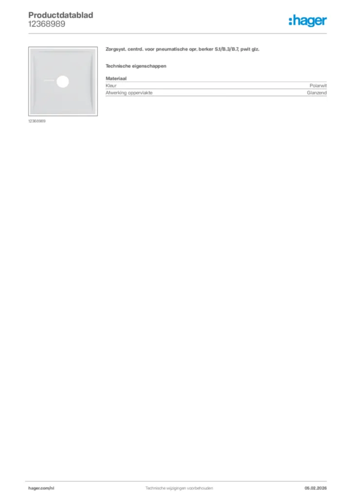 Afbeelding Hager Productdatablad 12368989 | Hager Nederland
