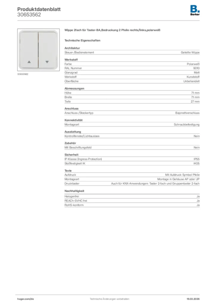 Bild Berker Produktdatenblatt 30653562 | Hager Deutschland