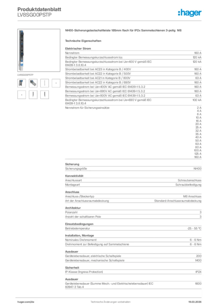 Bild Hager Produktdatenblatt LV8SG00PSTP | Hager Deutschland