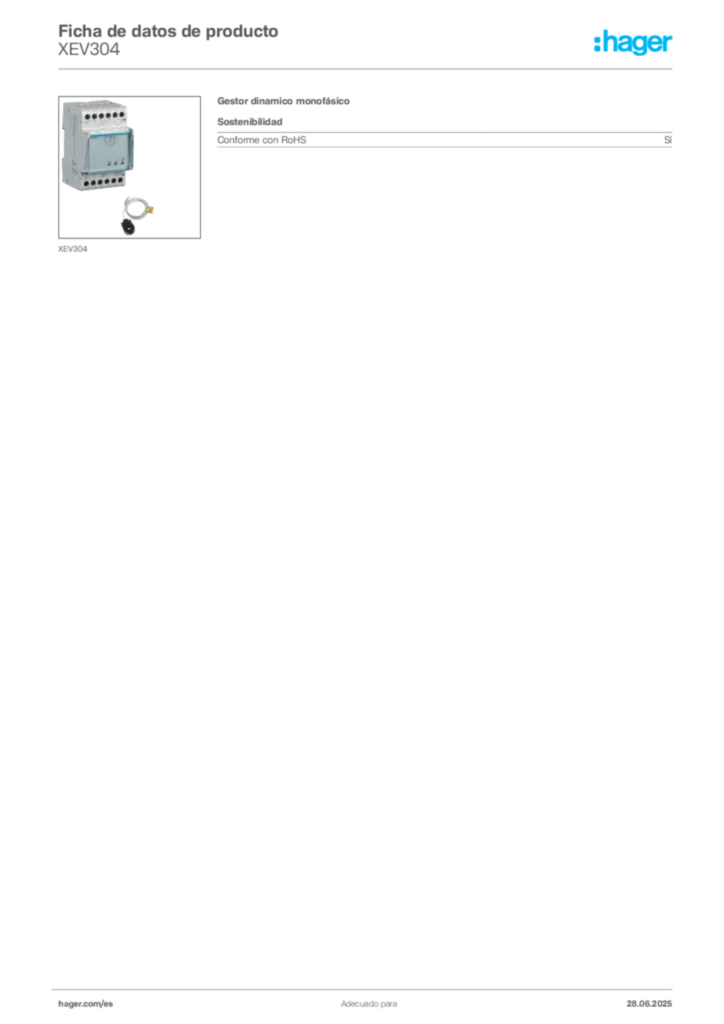 Imagen Hager Ficha de datos de producto XEV304 | Hager España