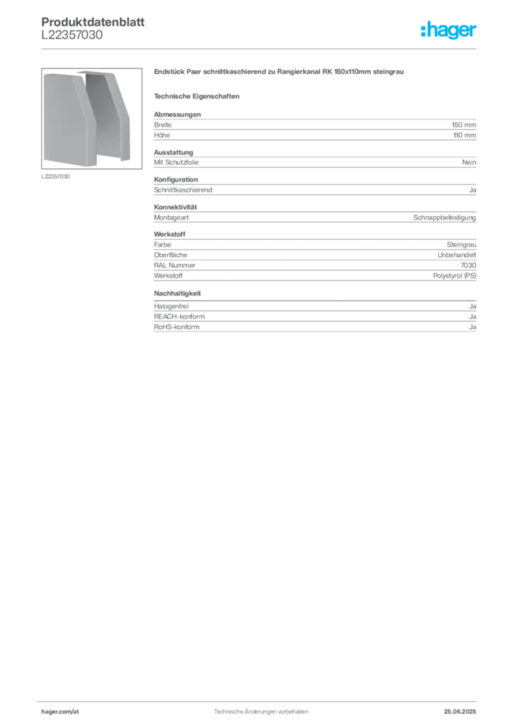 Bild Hager Produktdatenblatt L22357030 | Hager Deutschland