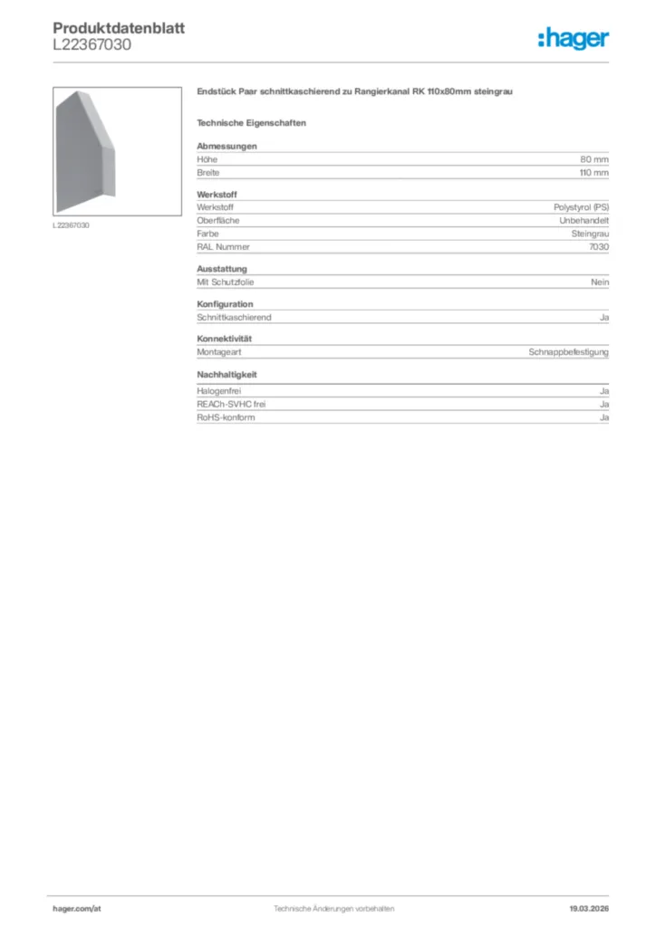 Bild Hager Produktdatenblatt L22367030 | Hager Deutschland