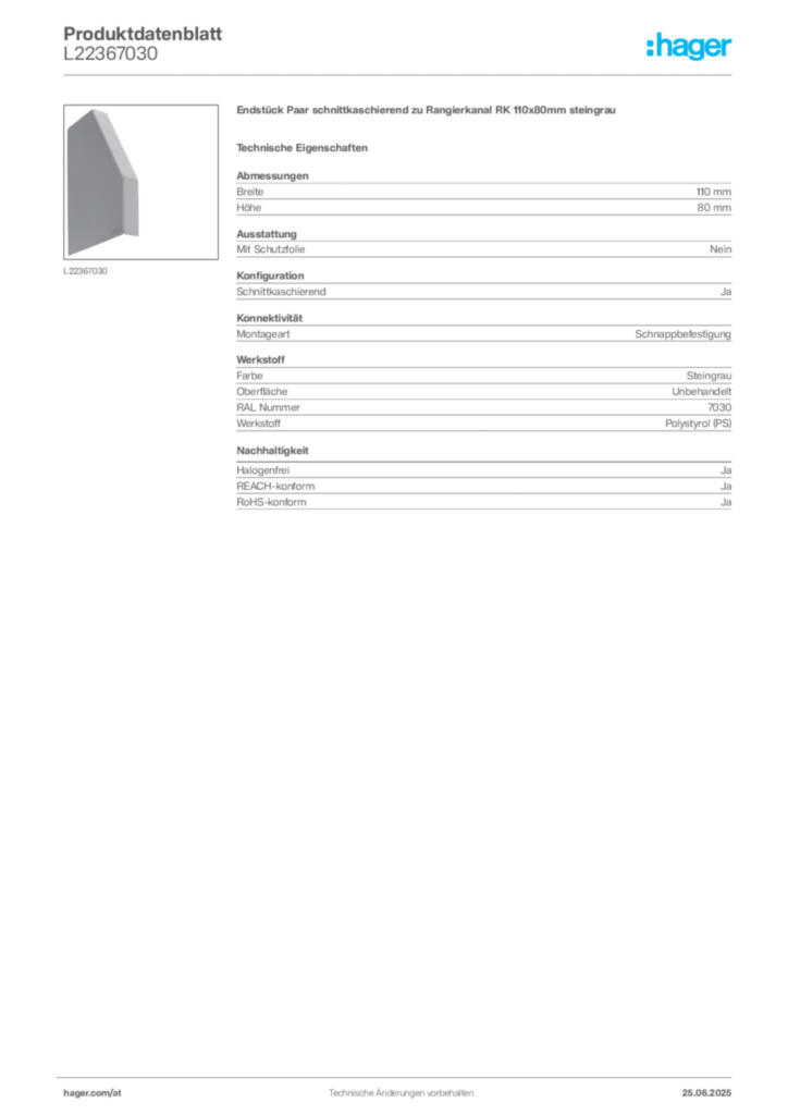 Bild Hager Produktdatenblatt L22367030 | Hager Deutschland