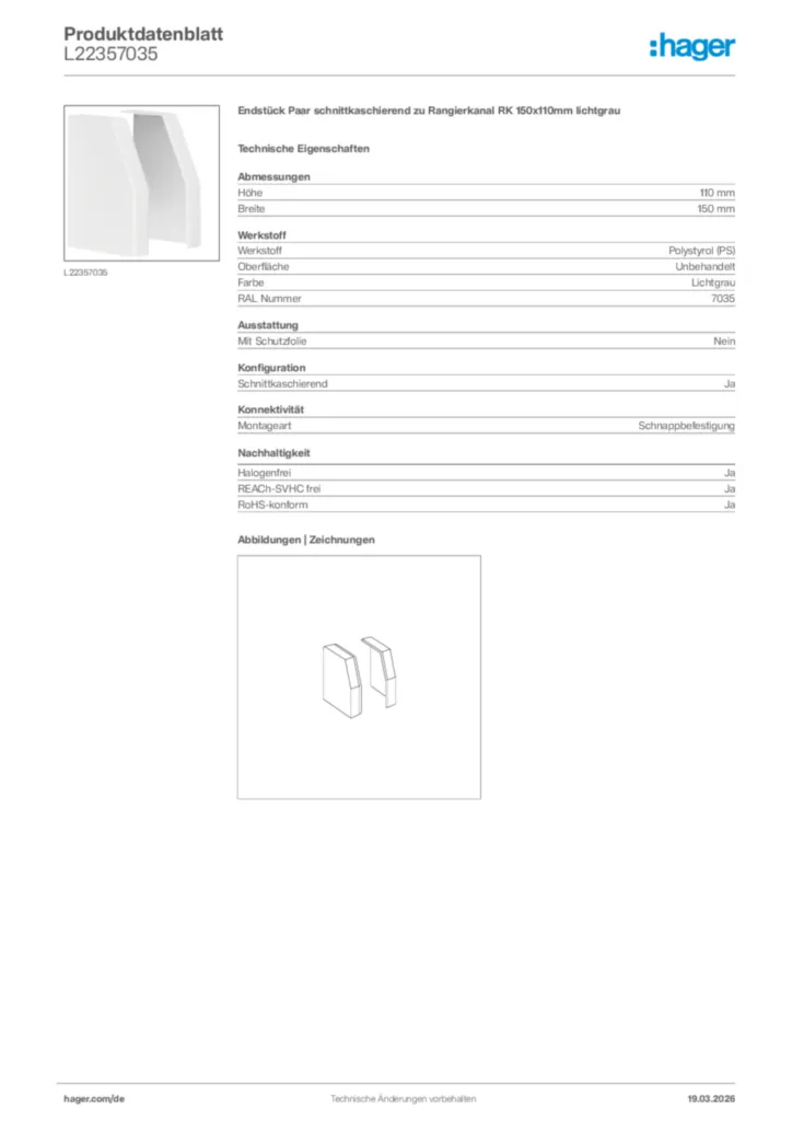 Bild Hager Produktdatenblatt L22357035 | Hager Deutschland