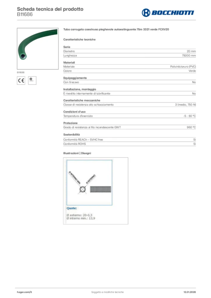 Immagine Bocchiotti Scheda tecnica del prodotto B11686 | Hager Italia