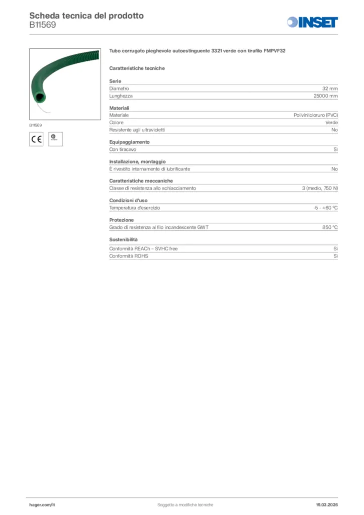 Immagine Inset Scheda tecnica del prodotto B11569 | Hager Italia