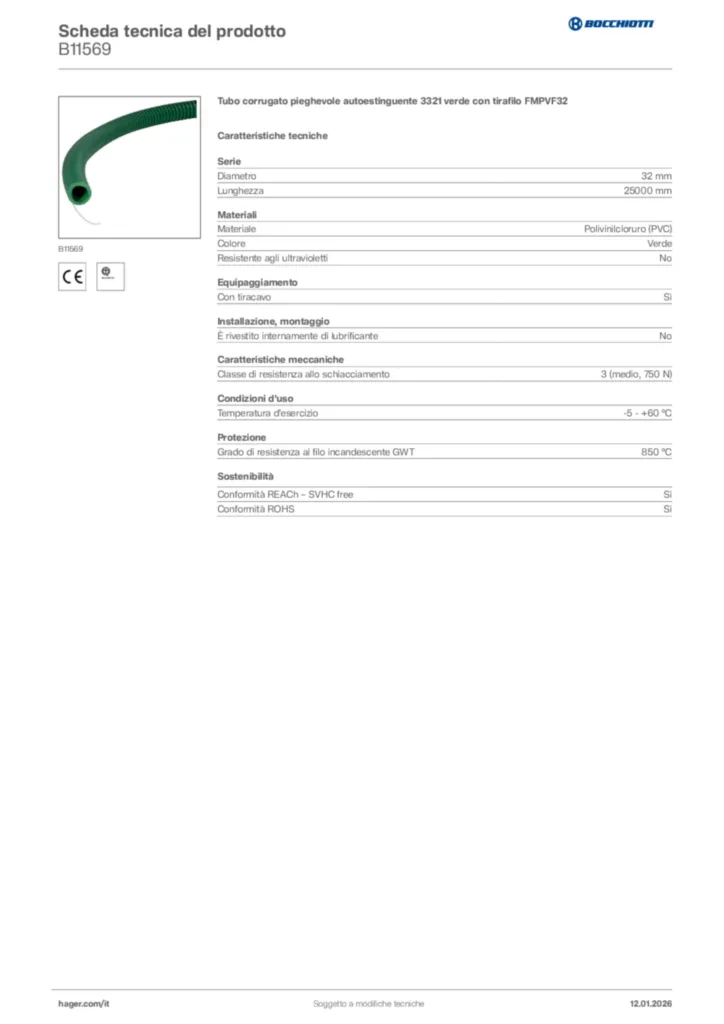 Immagine Bocchiotti Scheda tecnica del prodotto B11569 | Hager Italia