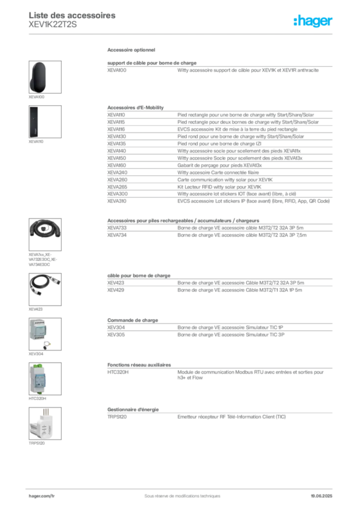 Image Hager Fiche technique du produit XEV1K22T2S | Hager France