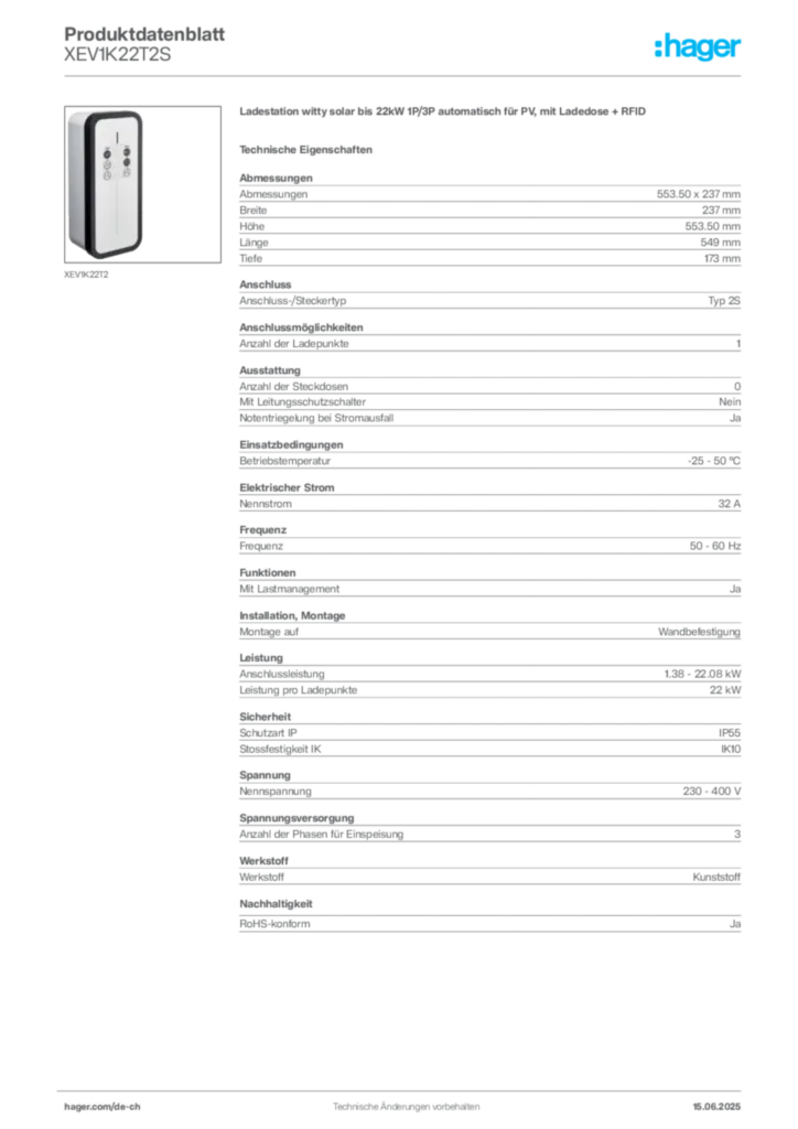 Bild Hager Produktdatenblatt XEV1K22T2S | Hager Schweiz