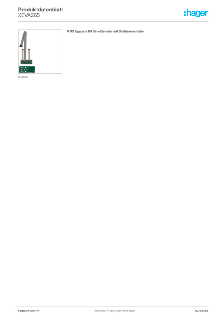 Bild Hager Produktdatenblatt XEVA265 | Hager Schweiz