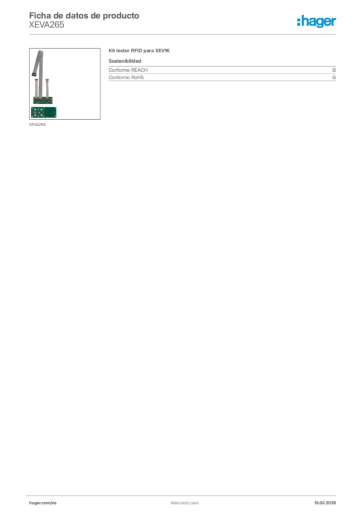 Imagen Hager Ficha de datos de producto XEVA265 | Hager España