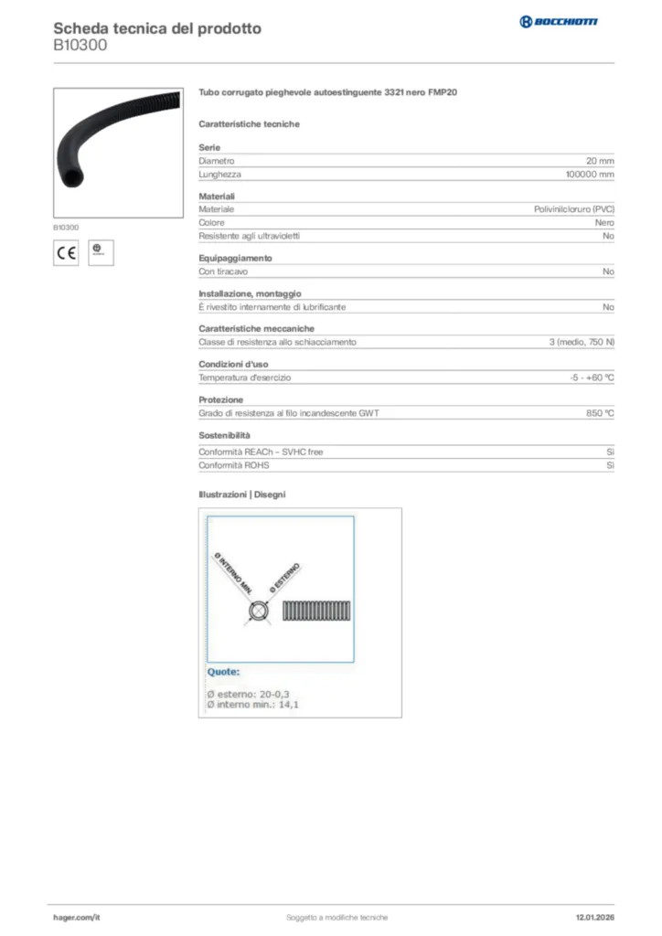 Immagine Bocchiotti Scheda tecnica del prodotto B10300 | Hager Italia