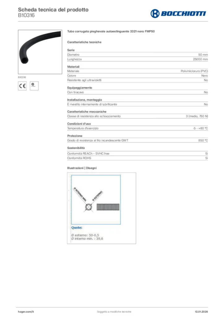 Immagine Bocchiotti Scheda tecnica del prodotto B10316 | Hager Italia