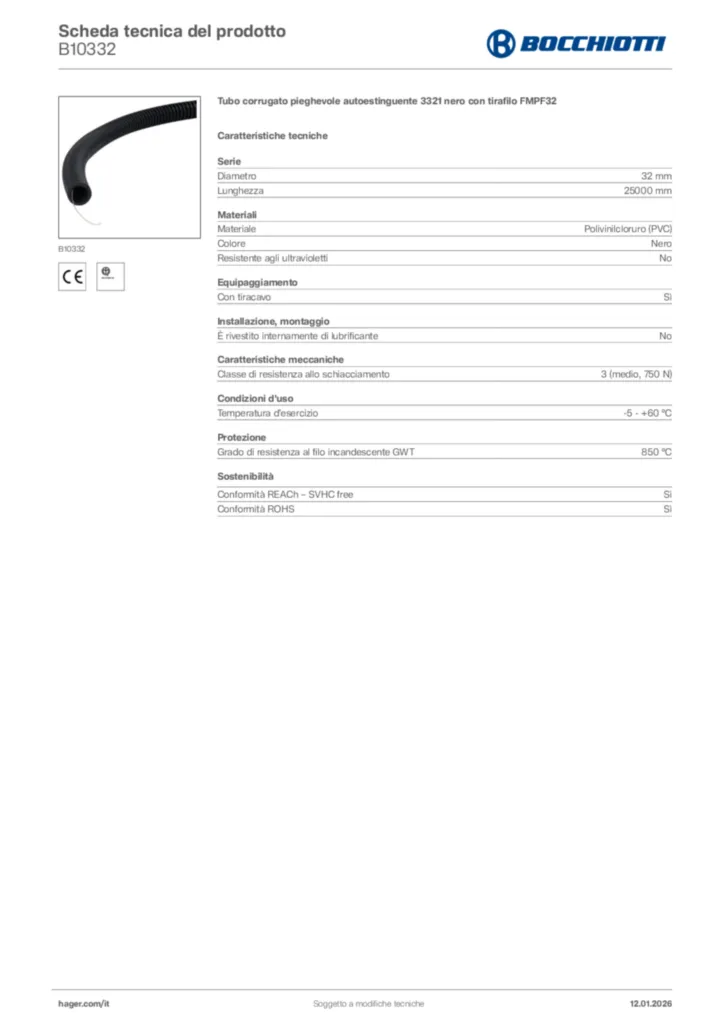 Immagine Bocchiotti Scheda tecnica del prodotto B10332 | Hager Italia