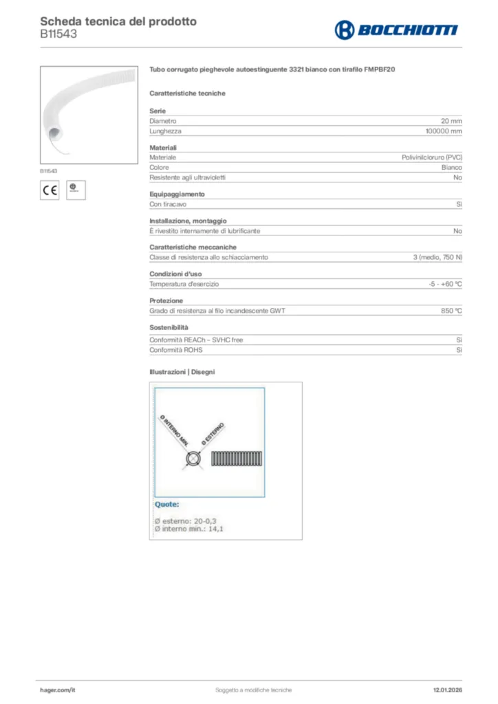 Immagine Bocchiotti Scheda tecnica del prodotto B11543 | Hager Italia