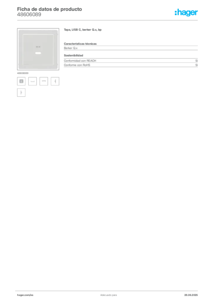 Imagen Hager Ficha de datos de producto 48606089 | Hager España
