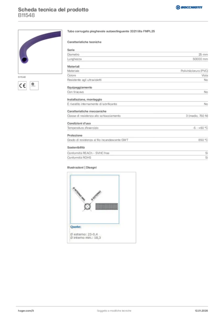 Immagine Bocchiotti Scheda tecnica del prodotto B11548 | Hager Italia
