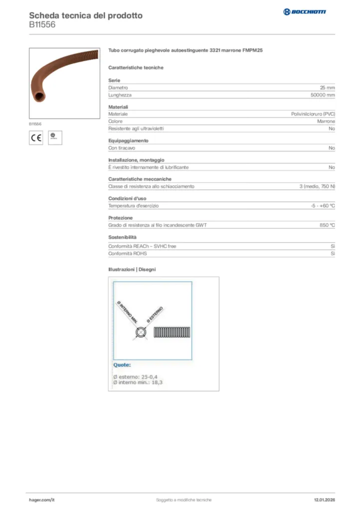 Immagine Bocchiotti Scheda tecnica del prodotto B11556 | Hager Italia