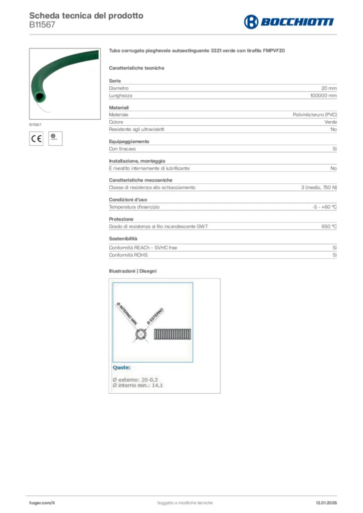 Immagine Bocchiotti Scheda tecnica del prodotto B11567 | Hager Italia