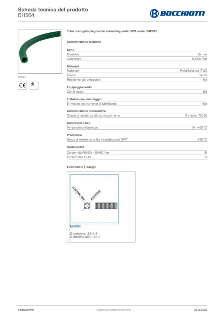 Immagine Bocchiotti Scheda tecnica del prodotto B11564 | Hager Italia