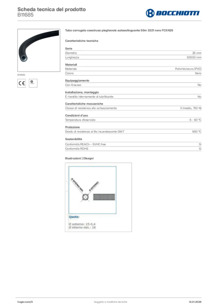 Immagine Bocchiotti Scheda tecnica del prodotto B11685 | Hager Italia